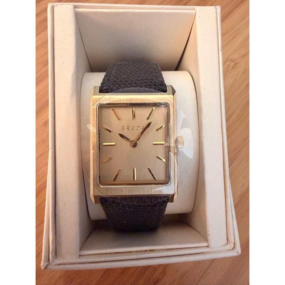 Breda Virgil 1736f Rectangular Watch OS Gold Black